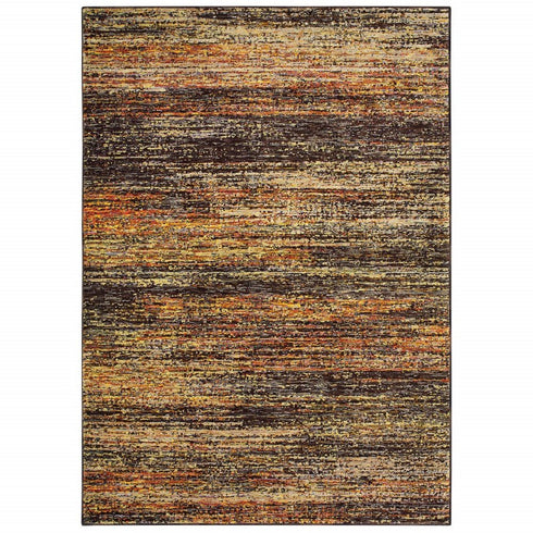 2' X 8' Gold And Slate Abstract Runner Rug